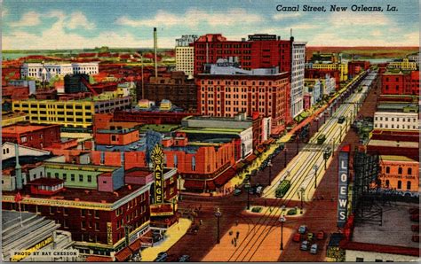 Vtg 1940s Canal Street Trolleys Saenger Theater New Orleans Louisiana