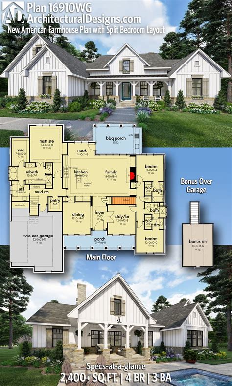 Plan 16910wg New American Farmhouse Plan With Split Bedroom Layout