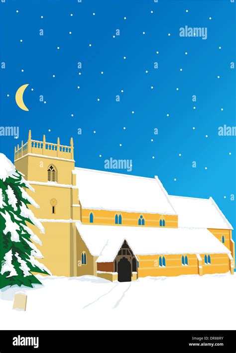 Church in winter snow Stock Photo - Alamy