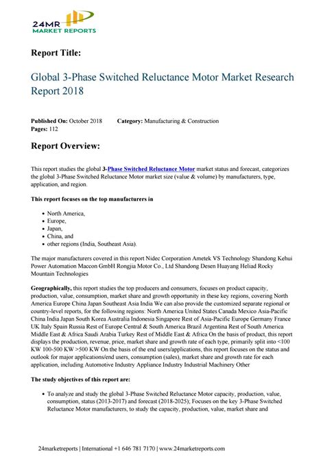 3 Phase Switched Reluctance Motor Market Research Report 2018 By Vihagthakur Issuu