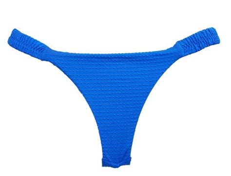 Calcinha De Biqu Ni Lateral Franzida Texturizada Azul Ilha Bikini