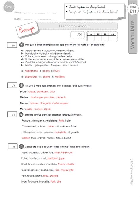 Exemple De Champ Lexical