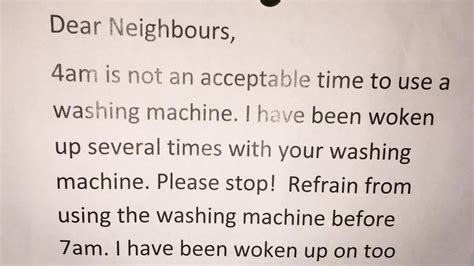 Woman Reveals Angry Note Neighbour Left About Washing Machine So When