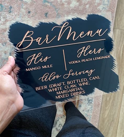 Beautiful Hand Painted Bar Menu Sign Customize With Your Own Drinks