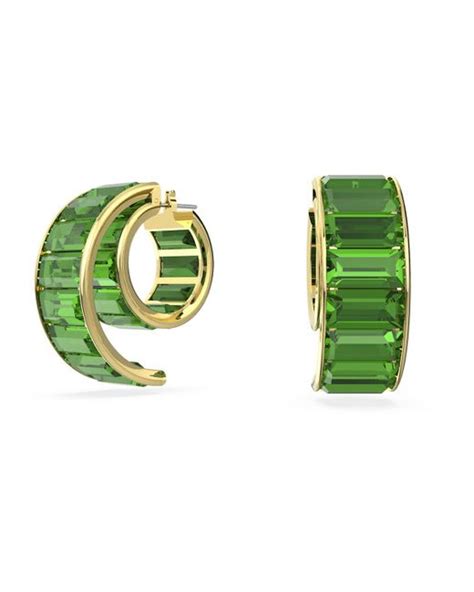 Swarovski Matrix Hoop Earrings In Green Lyst