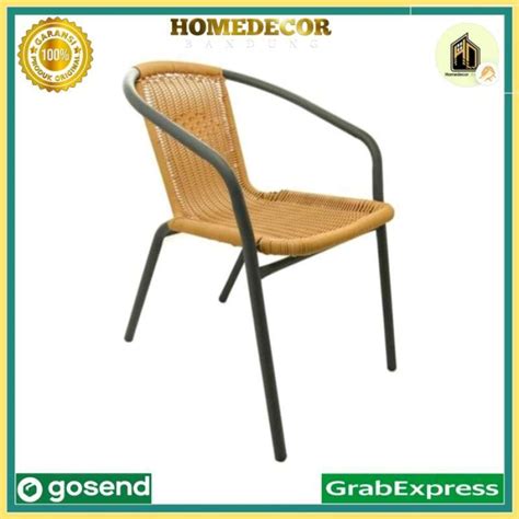 Promo Soleil Kursi Teras Anyaman Cokelat Chair Steel Wicker Honey