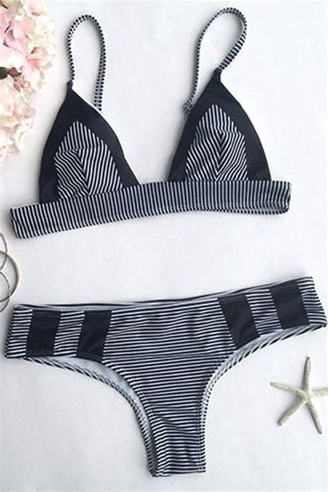 Cupshe Cool Your Jets Stripe Sexy Bikini Set Cool Outfits Summer