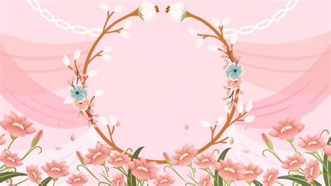 Pink Romantic Wedding Flower Border Background Design, Pink, Romantic Background, Wedding Season ...