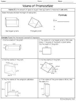 Geometry Unit 11 Surface Area Volume Notes Worksheets Bundle