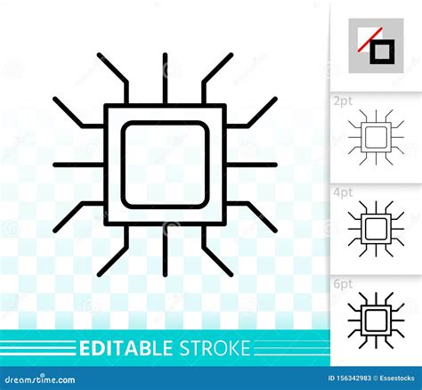 Microchip Circuit Simple Black Line Vector Icon Stock Vector