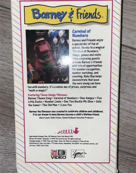 BARNEY AND FRIENDS Carnival Of Numbers VHS Time Life 1992 Vintage Rare ...