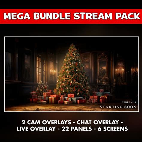 Christmas Twitch Overlay Animated Pack christmas Tree Background Stream Fantasy Screens Chat ...