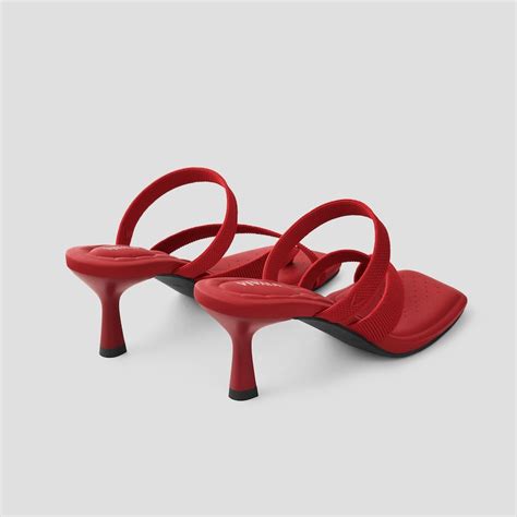 Square Toe Mid Heel Strappy Sandals Alina Ruby Red Eu43 Vivaia