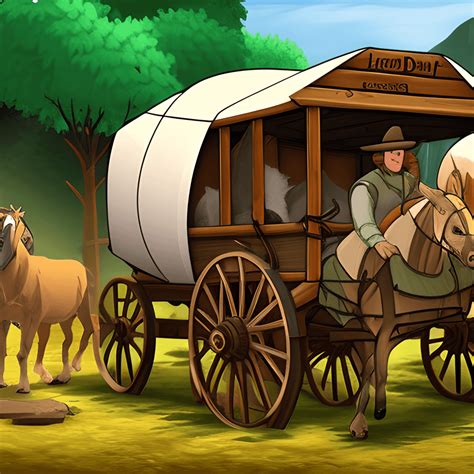 Covered Wagon Oregon Trail Draft Animals Adventuring · Creative Fabrica