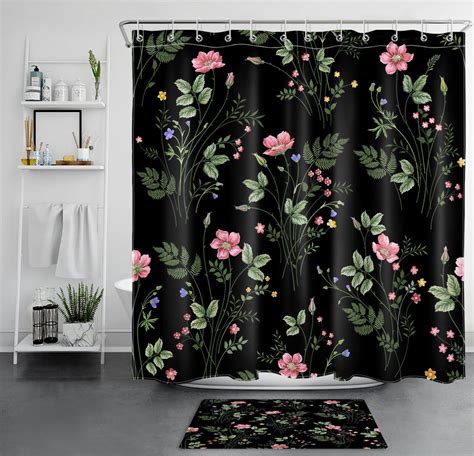 Nature Inspired Elegance Green Leaf And Pink Wildflower Shower Curtain