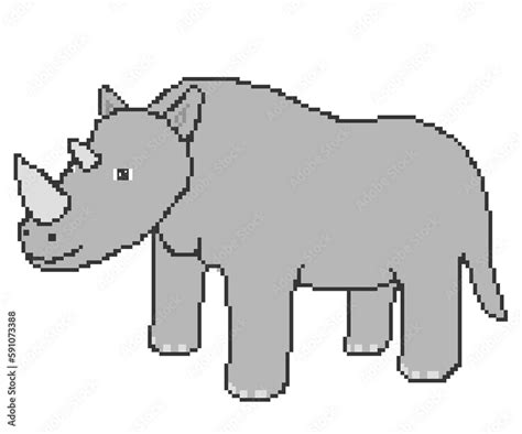 Clip art pixel art rhino Stock Illustration | Adobe Stock