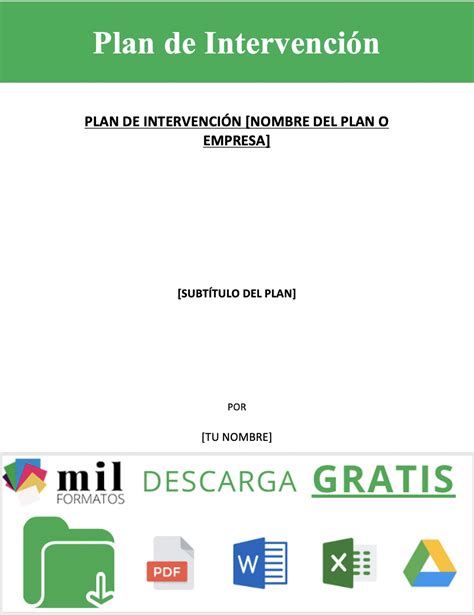 Plan de Intervención Ejemplos Formatos Word Excel