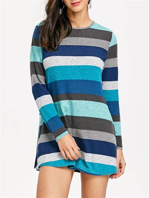 Knitted Striped Long Sleeve Mini Dress Long Sleeve Mini Dress Mini