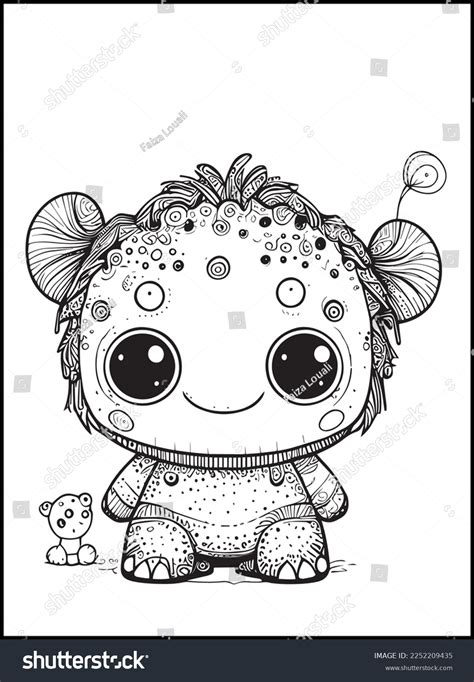 Cute Monster Coloring Pages Kids Stock Vector (Royalty Free) 2252209435 ...