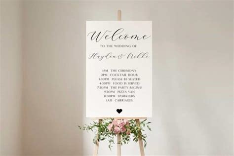 Personalised Wedding Welcome Sign Elegant Welcome Order Of Day