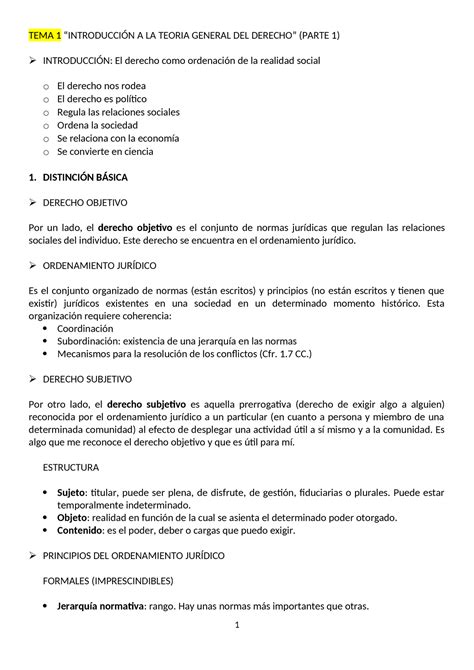 Derecho Civil y patrimonial TEMA 1 INTRODUCCIÓN A LA TEORIA GENERAL