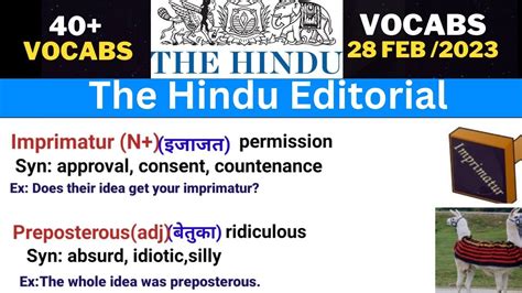 The Hindu Vocabulary Today The Hindu Editorial 28 Feb The Hindu