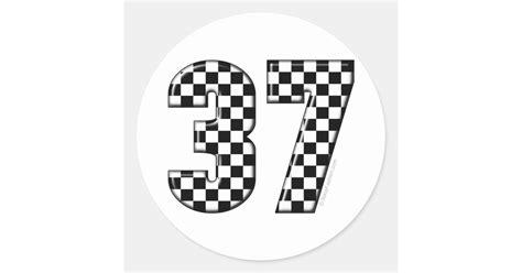 37 Auto Racing Number Classic Round Sticker Zazzle