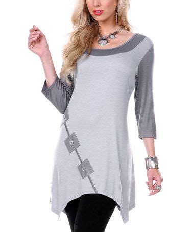 Gray Square Button Accent Sidetail Tunic Zulily Clothes Lotus