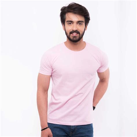 Plain Cotton Men Pink Round Neck T Shirt Medium At Rs 160 In Indore