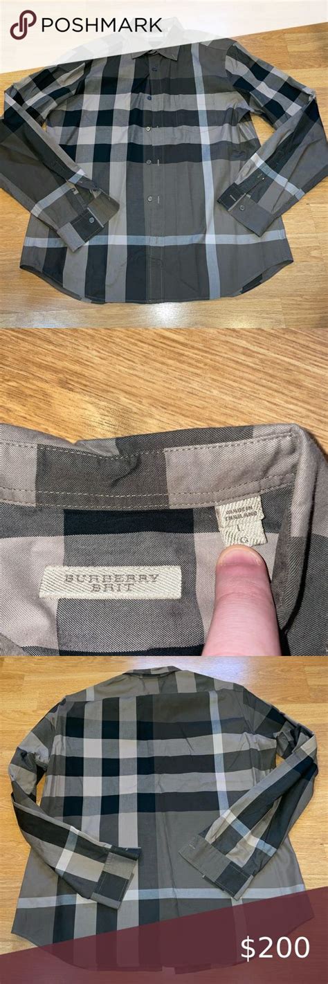 Burberry Brit Mens L Brown Nova Check Shirt Burberry Brit Fashion