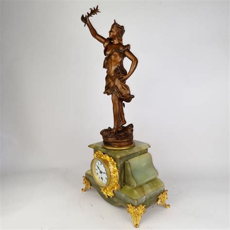 Cm Ruchot Napoleon Iii Kaminuhr Onyx R Gule Figur Pendule Clock