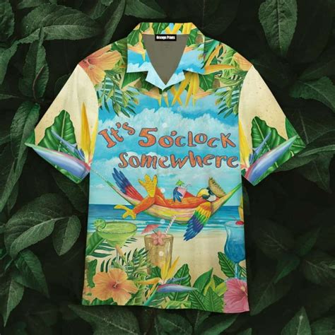 Parrot It S O Clock Somewhere Aloha Hawaiian Shirt