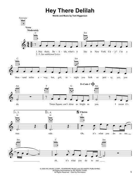 Hey There Delilah Easy Guitar Chords