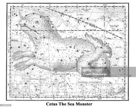 Illustrated Starchart Shows Cetus The Sea Monster 1822 Cetus Is A