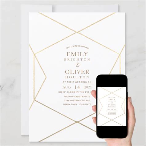 Minimalist Gold Geometry Wedding Invitations Zazzle