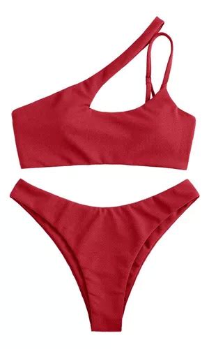 Traje De Ba O De Bikini Sexy Con Un Hombro Hueco Para Mujer Meses Sin