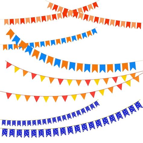 Conjunto De Vetores De Bandeiras De Festa Bunting Colorido E Guirlandas