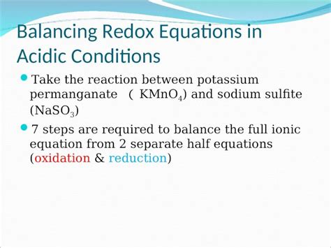 Ppt Balancing Redox Equations In Acidic Conditions Dokumentips