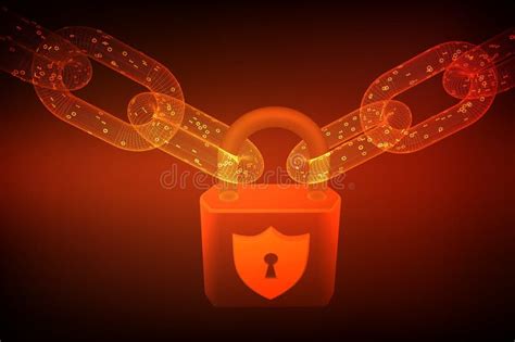 Block Chain Lock Cyber Security Safe Privacy Or Other Concept D