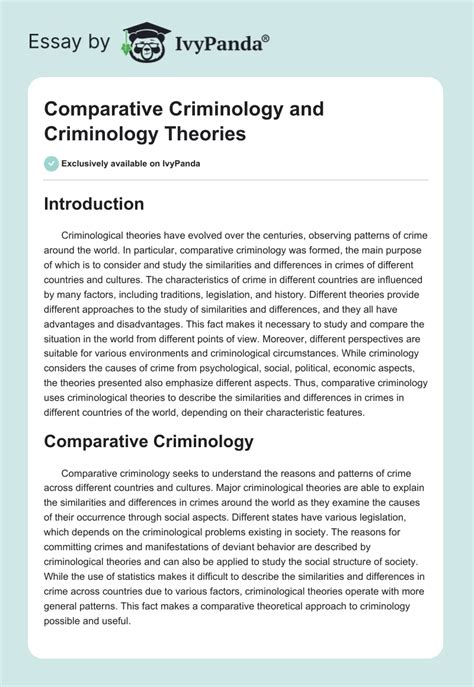 Comparative Criminology And Criminology Theories Words Essay