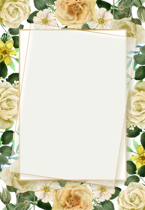 Wedding Invitation Card With Yellow Flowers Png