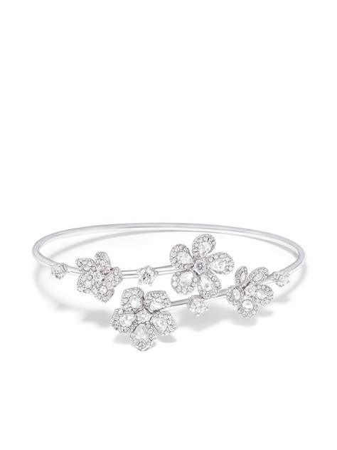 Shop David Morris Kt White Gold Miss Daisy Open Twist Diamond Bangle