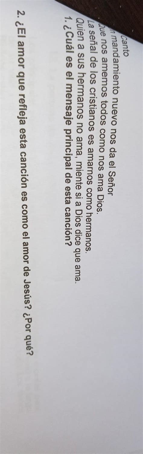 Ayudaaa Es Para Ma Ana B Cantoun Mandamiento Nuevo Nos Da El Se Or