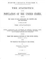 1870 Census: Volume 1. The Statistics of the Population