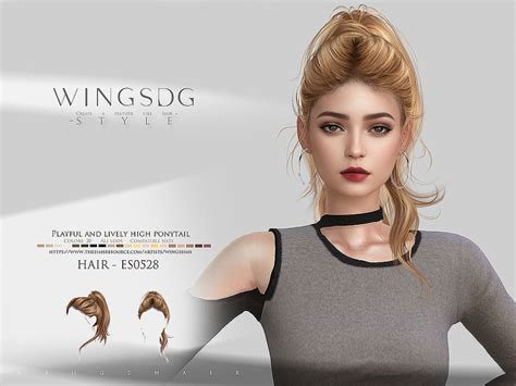 The Sims Resource Wings Es Playful And Lively High Ponytail