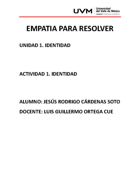 A1 JRCS EMPATIA PARA RESOLVER UNIDAD 1 IDENTIDAD ACTIVIDAD 1