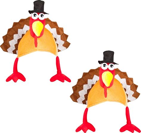 Thanksgiving Hat 2 Pack Happiwiz Funny Roasted Cooked Turkey Hat