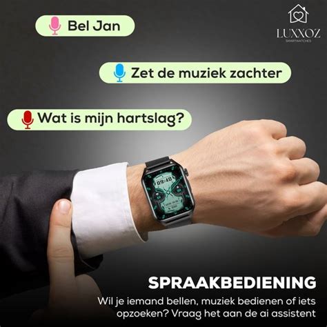 Smartwatch Dames And Heren Bloeddrukmeter And Stappenteller 44mm Ios And Android Incl Extra