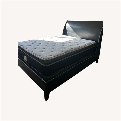 Black Queen Upholstered Sleigh Bed - AptDeco