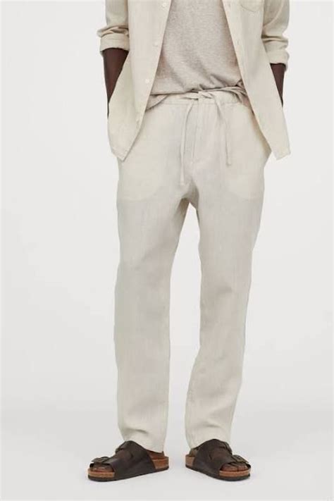 Men - White Relaxed Fit Linen Pants - Size: L - H&M | Google Shopping